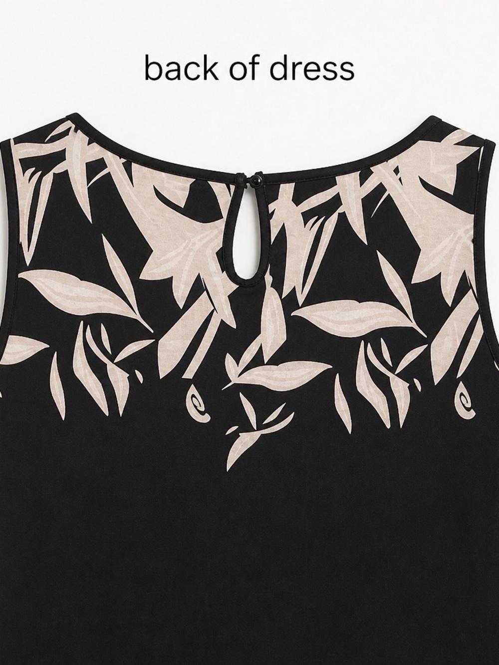Black Sleeveless 2XL Dress with Beige Leaf Print - Picture 3 of 4